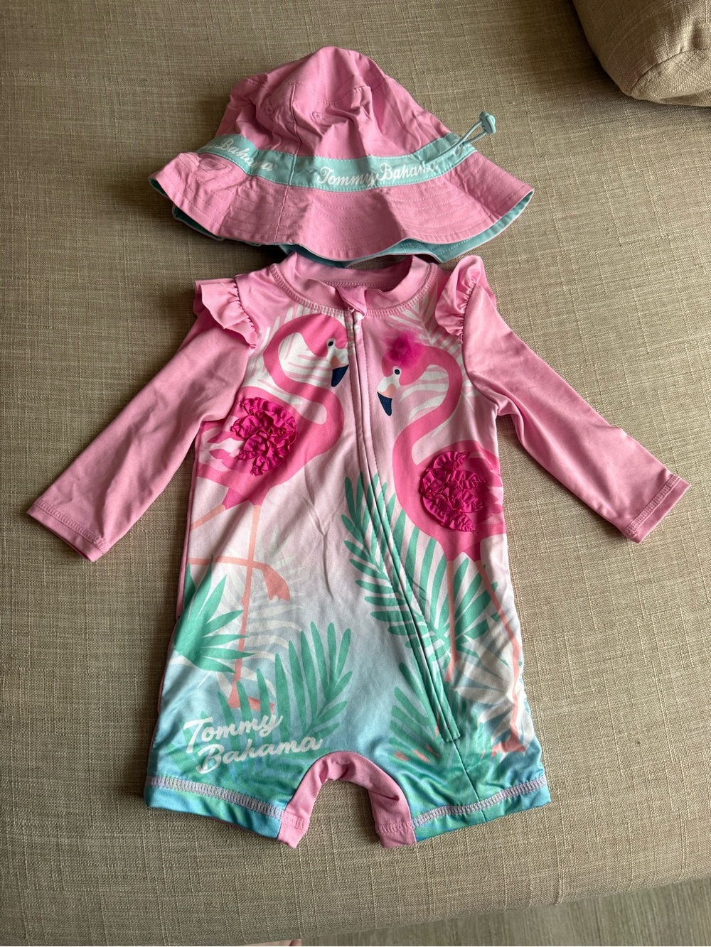 Tommy Bahama Pink Infant Flamingo Rash Guard Set